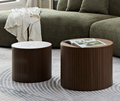 Mdf Nested Table Set 2 Pieces, Handcrafted Round Coffee Table In Living Lounge Area, Walnut Color Walnut Round Round Mdf