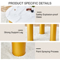 Round White Dining Table, Artificial Marble Glass Stickers, Golden Mdf Legs, Kitchen Dining Table, Living Room Dining Table 40 