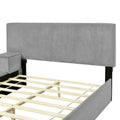 Full Size Upholstered Platform Bed With Lateral Storage Compartments And Thick Fabric, Velvet, Gray Gray Velvet