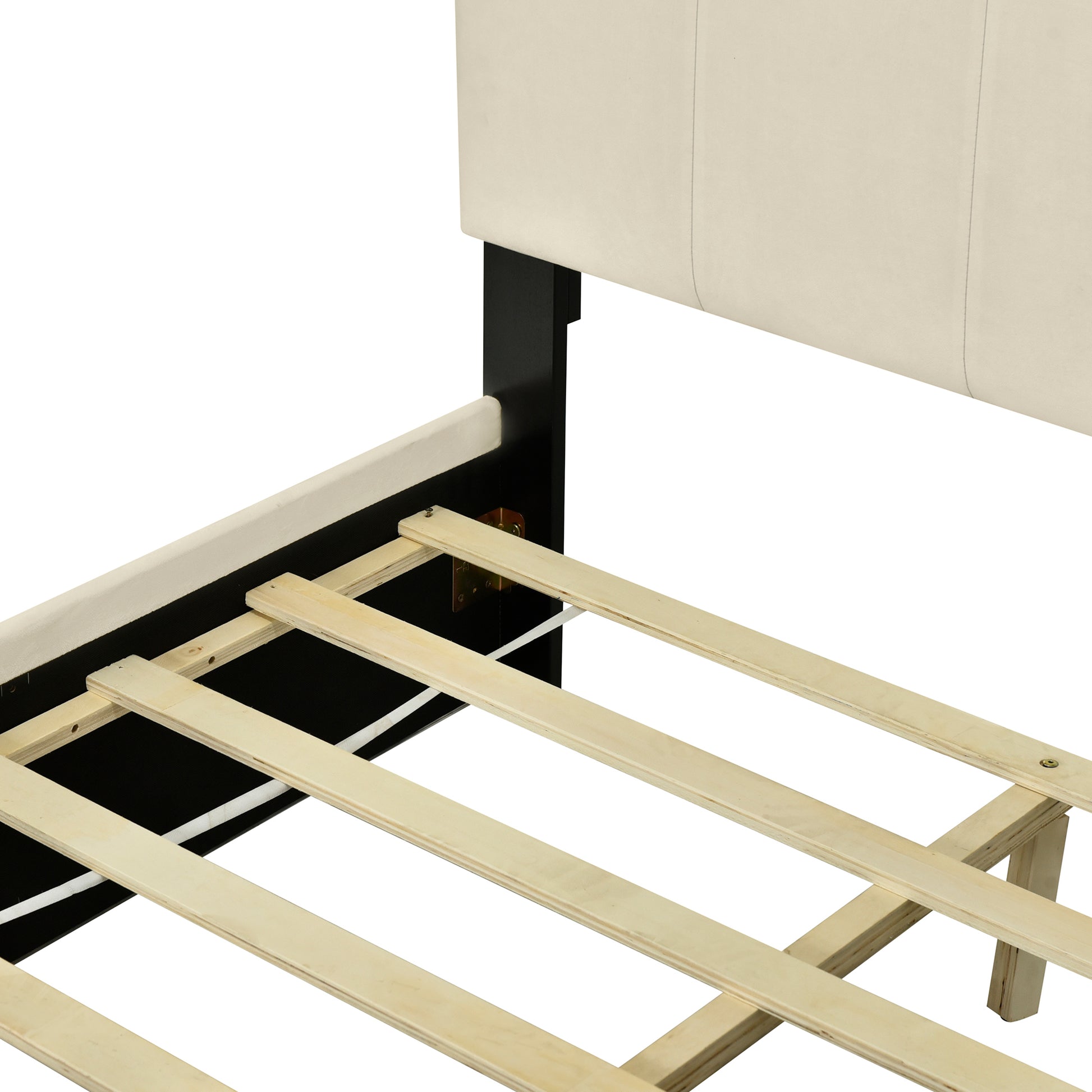 Full Size Upholstered Platform Bed With Lateral Storage Compartments And Thick Fabric, Velvet, Beige Beige Velvet