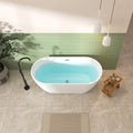 59'' Glossy Acrylic Freestanding Soaking Bathtub With Classic Slotted Overflow And Toe Tap Drain In Chrome, Cupc C Ertified, 02138 Glossy White Oval Bathroom Freestanding Tubs Polished 59 61 In Contemporary Soaking Center Acrylic Acrylic