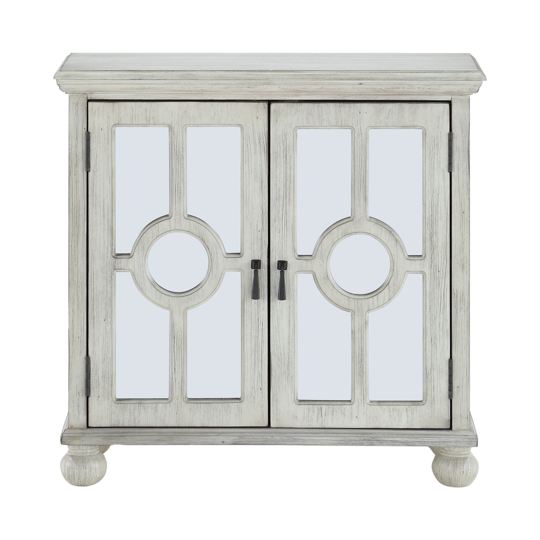 Classic Storage Cabinet Antique White 1Pc Modern Traditional Accent Chest With Mirror Doors Pendant Pulls Wooden Furniture Living Room Bedroom Accent Chests 1 2 Shelves Antique Antique White Primary Living Space Modern,Traditional Wood