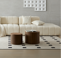 Mdf Nested Table Set 2 Pieces, Handcrafted Round Coffee Table In Living Lounge Area, Walnut Color Walnut Round Round Mdf