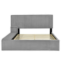 Full Size Upholstered Platform Bed With Lateral Storage Compartments And Thick Fabric, Velvet, Gray Gray Velvet