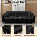 96.06 Inch Large Teddy Plush Sofa For Living Room And Entertainment Space. Black Brown Velvet Wood Primary Living Space Loose Back Medium Soft Contemporary Eucalyptus Square Arms Foam Foam 3 Seat
