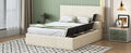 Full Size Upholstered Platform Bed With Lateral Storage Compartments And Thick Fabric, Velvet, Beige Beige Velvet