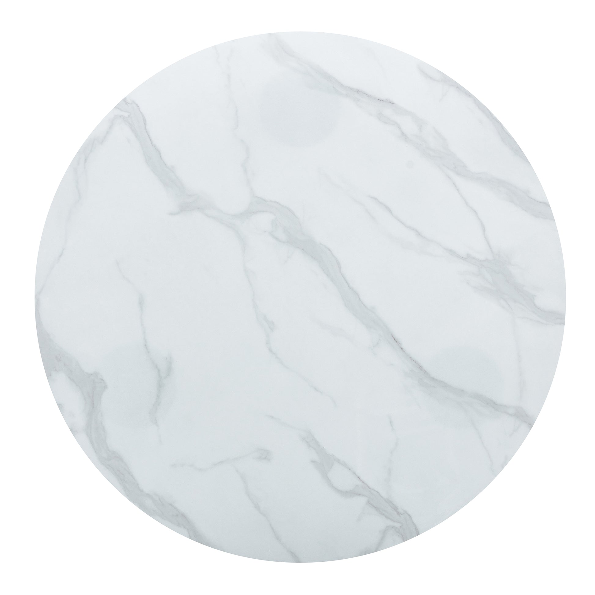 Round White Dining Table, Artificial Marble Glass Stickers, Golden Mdf Legs, Kitchen Dining Table, Living Room Dining Table 40 "* 40" * 29.4 "F X03 White Mdf