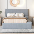 Full Size Upholstered Platform Bed With Lateral Storage Compartments And Thick Fabric, Velvet, Gray Gray Velvet