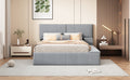 Queen Size Upholstered Platform Bed With Lateral Storage Compartments And Thick Fabric, Velvet, Gray Gray Velvet