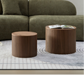 Mdf Nested Table Set 2 Pieces, Handcrafted Round Coffee Table In Living Lounge Area, Walnut Color Walnut Round Round Mdf