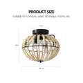 Beaded Fan Lamp Wood Beaded Chandelier Oak White White Modern Iron