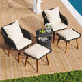 K&K 5 Pieces Patio Furniture Chair Sets, Patio Conversation Set With Wicker Cool Bar Table, Ottomans,Outdoor Furniture Bistro Sets For Porch,Backyard,Balcony,Poolside Black&Beige Yes Complete Patio Set Beige Black Weather Resistant Frame Fade Resistant