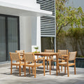 Mauricio 7 Piece Acacia Wood Dining Set With Stacking Chair Natural & Light Brown Acacia Wood