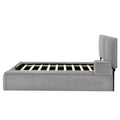 Queen Size Upholstered Platform Bed With Lateral Storage Compartments And Thick Fabric, Velvet, Gray Gray Velvet