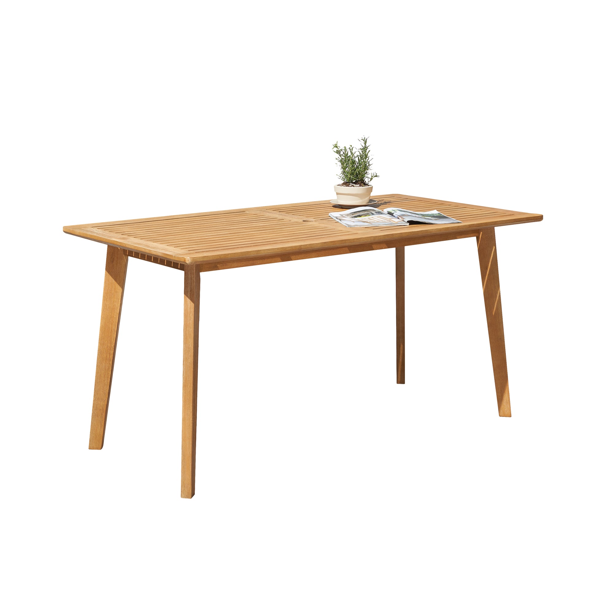Mauricio Wood Dining Table No Dining Set Natural & Light Brown Weather Resistant Frame Dining Room American Traditional,Rustic Complete Patio Sets Acacia Wood