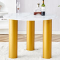 Round White Dining Table, Artificial Marble Glass Stickers, Golden Mdf Legs, Kitchen Dining Table, Living Room Dining Table 40 