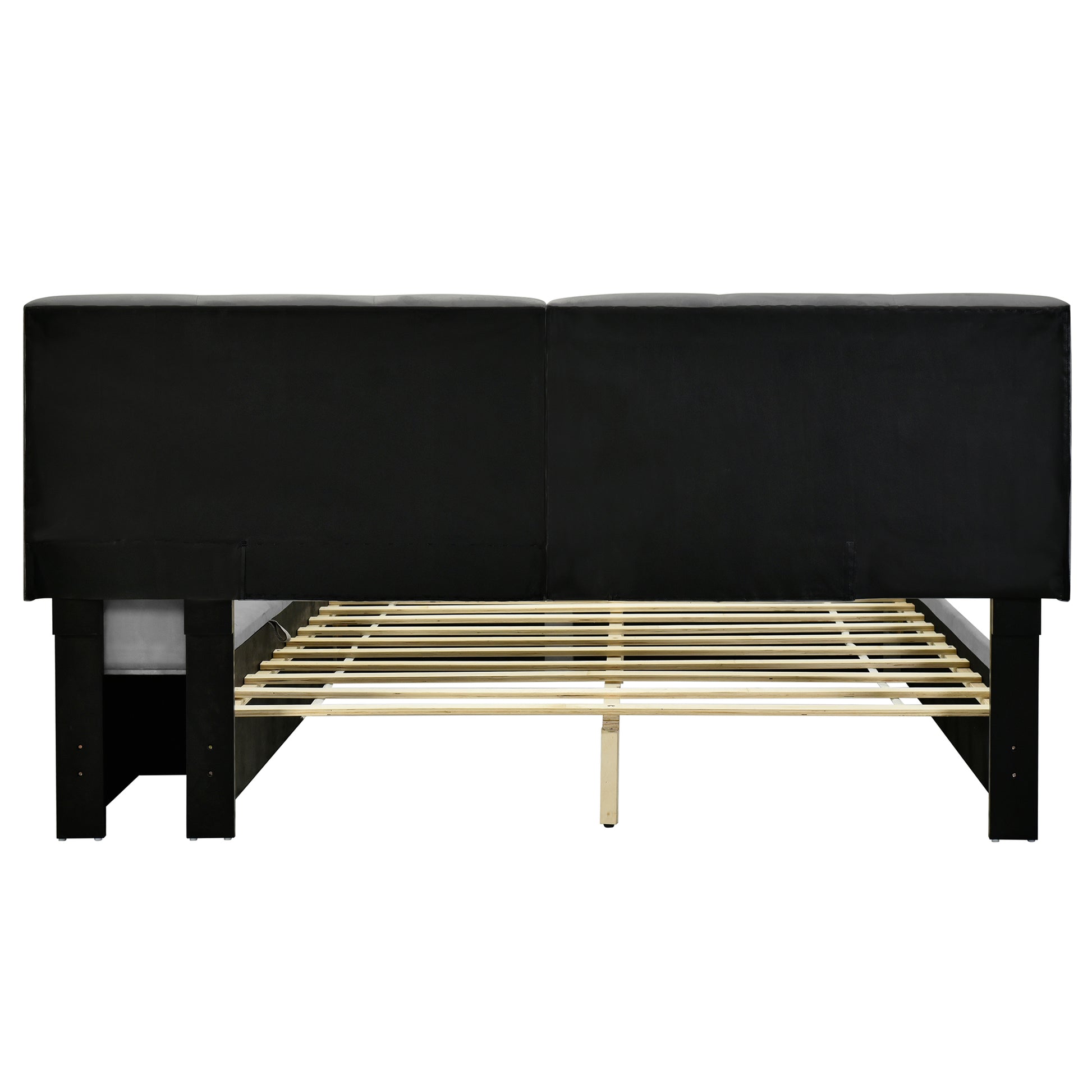 Queen Size Upholstered Platform Bed With Lateral Storage Compartments And Thick Fabric, Velvet, Gray Gray Velvet