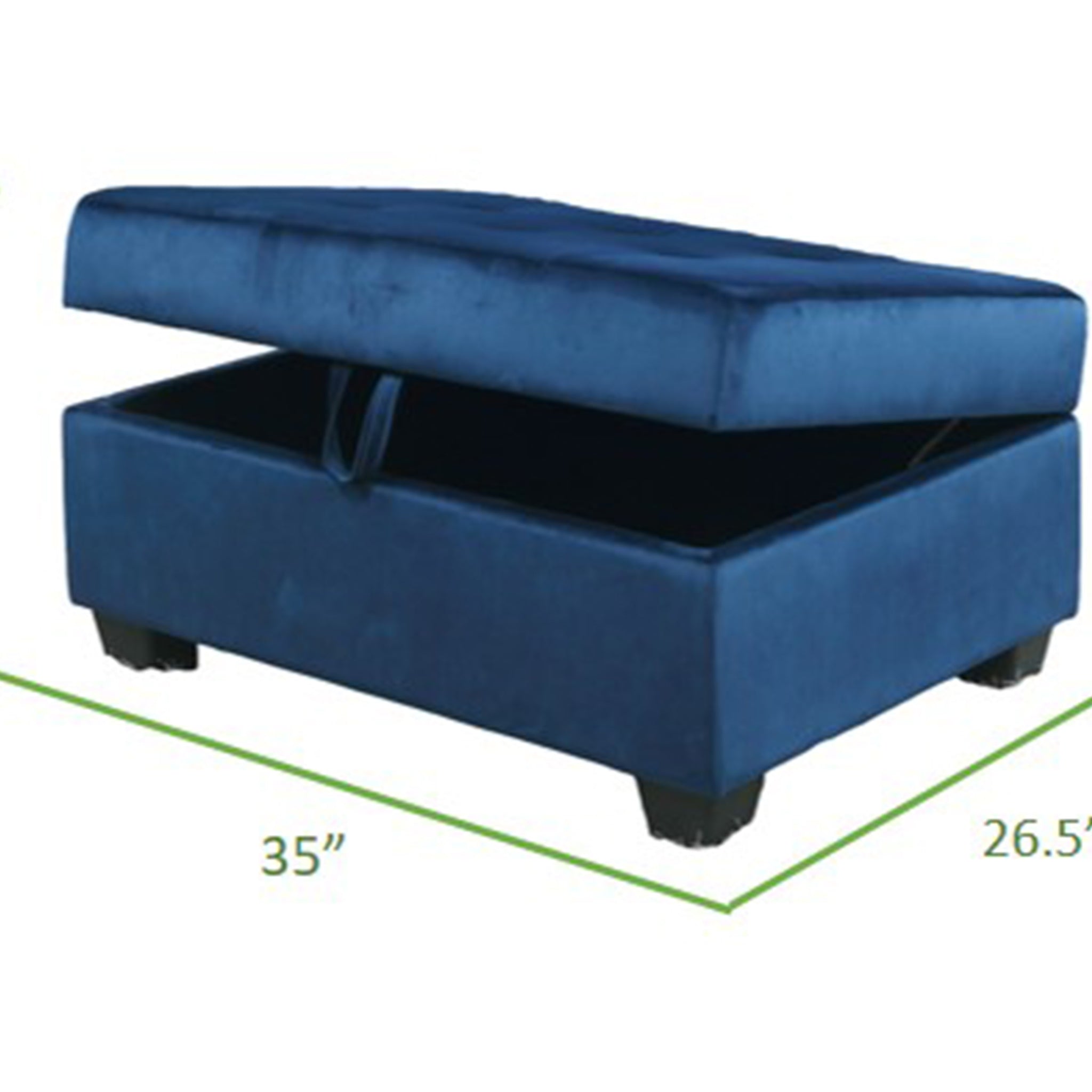 Omega Velvet Upholstery Contemporary Ottoman With Storage Made With Wood Navy Wood Primary Living Space Solid Blue Tufted Navy Velvet Velvet Medium Soft Contemporary Rectangle Internal Storage Wood Velvet