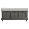 1Pc Durable Storage Bench Dark Gray Finish Foam Cushioned Seat Upholstery Flip Top Seat Solid Wood Home Furniture Distressed Finish Dark Gray Polyester Primary Living Space Grey Flip Top Solid Wood