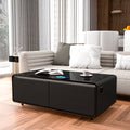 Modern Smart Coffee Table With Built In Fridge, Bluetooth Speaker, Wireless Charging Module, Touch Control Panel, Power Socket, Usb Interface, Outlet Protection, Atmosphere Light, Black Black