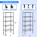 Heavy Duty Shelving Unit, Wire Metal Stackable Storage, 5 Tier Shelf, Chrome, 21