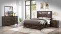 Kenzo Modern Style King 4Pc Storage Bedroom Set Made With Wood, Led Headboard, Bluetooth Speakers & Usb Ports Walnut Box Spring Not Required King Walnut Wood 4 Piece Set Bedroom Bed Included,Dresser Included,Mirror Included,Nightstand Included