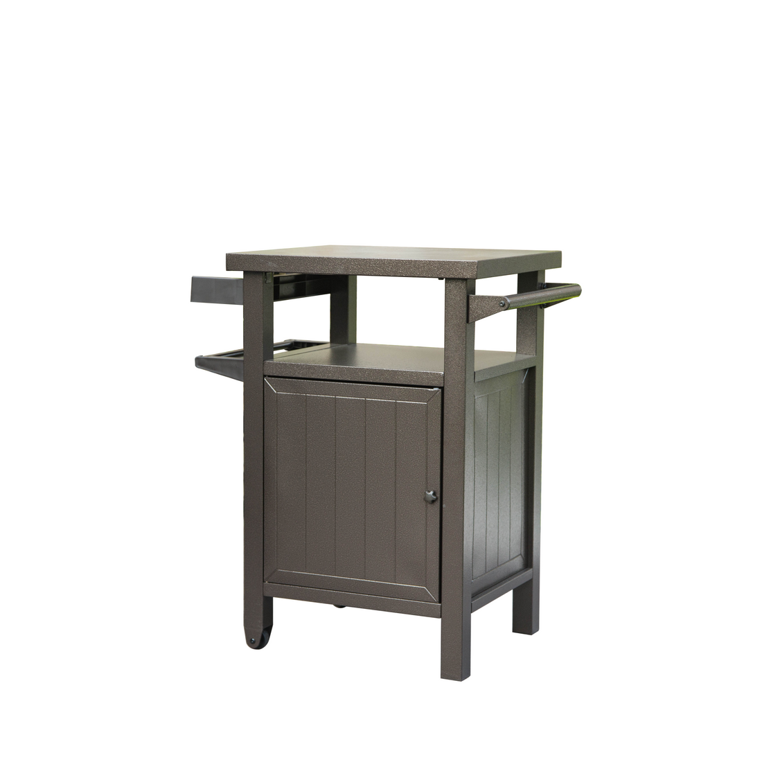 Grill Carts Outdoor With Storage And Wheels, Whole Metal Portable Table And Storage Cabinet For Bbq, Deck, Patio, Backyard Brown Brown Metal