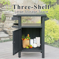 Grill Carts Outdoor With Storage And Wheels, Whole Metal Portable Table And Storage Cabinet For Bbq,Deck,Patio,Backyard Dark Grey Grey Aluminum