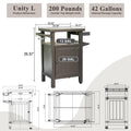 Grill Carts Outdoor With Storage And Wheels, Whole Metal Portable Table And Storage Cabinet For Bbq, Deck, Patio, Backyard Brown Brown Metal