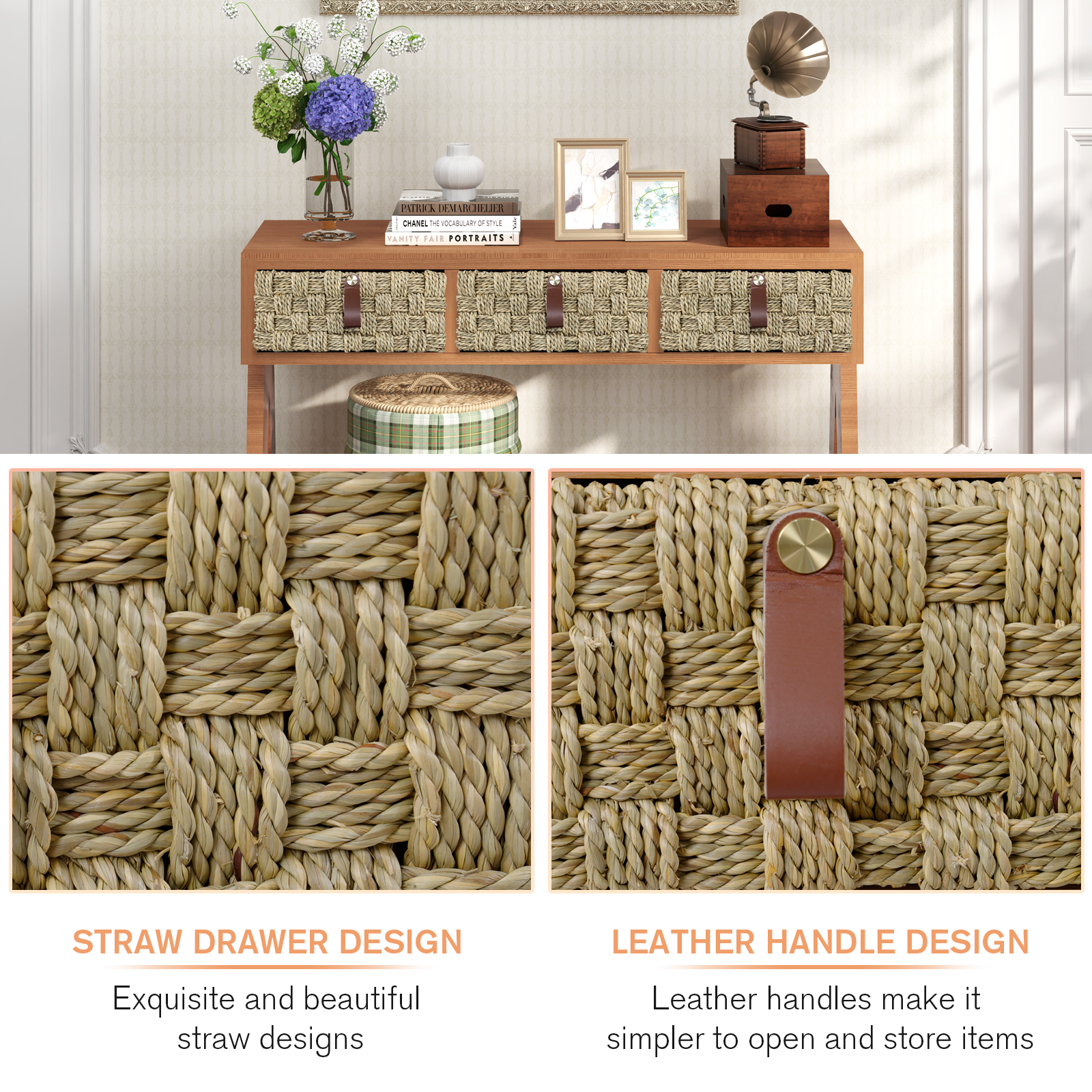 Mid Century Modern Console Table With Storage For Entryway, Multi Functional Entryway Table With 3 Drawers,Sofa Table Behind Couch With Open Storage Shelf For Living Room And Foyers Brown Oak Brown Soft Close Drawers Triangular Primary Living Space Mid