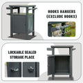 Grill Carts Outdoor With Storage And Wheels, Whole Metal Portable Table And Storage Cabinet For Bbq,Deck,Patio,Backyard Dark Grey Grey Aluminum