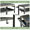 3 Shelf Outdoor Grill Table, Grill Cart Outdoor With Wheels, Pizza Oven And Food Prep Table, Blackstone Table With Stainless Steel Tabletop, Grill Stand For Blackstone Griddle For Outside Bbq Grey Stainless Steel