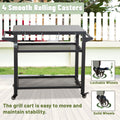 3 Shelf Outdoor Grill Table, Grill Cart Outdoor With Wheels, Pizza Oven Table And Food Prep Table, Blackstone Table With Propane Tank Hook, Grill Stand For Blackstone Griddle For Outside Bbq Grey Steel