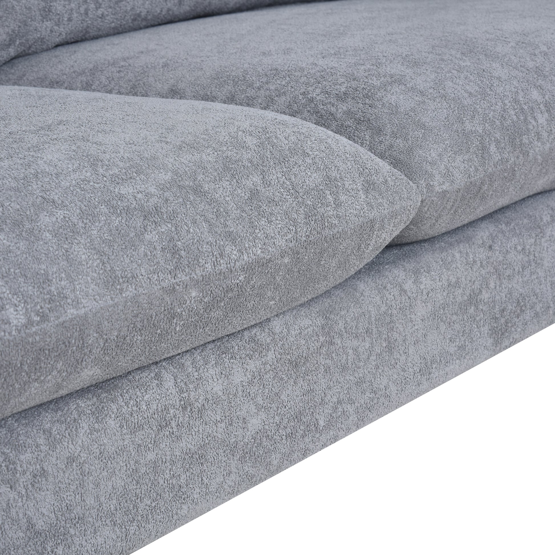 L Shaped Sofa With Padded Cashmere: Multi Functional Design, Modern Luxury Appearance Ideal For Living Rooms, Apartments Easy Assembly & Maintenance,Grey Grey Velvet Wood Primary Living Space Medium Soft Art Deco Square Arms Memory Foam Velvet 3 Seat