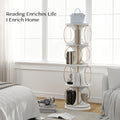 Display Shelf,4 Tier Floor Standing Organizer,Modern Style,360 Rotation,Stable And Solid,Holds Books And Displays,Suitable For Living Room And Bedroom 4 White White Corner Primary Living Space Open