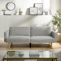 Multi Functional Futon Sofa Bed :Tapered Wood Legs Ideal For Small Living Rooms Multi Color Fabric Options Easily Converts To Single Bed,Grey Grey Velvet Wood Primary Living Space Medium Soft Mid Century Modern Square Arms Memory Foam Snowflake Velvet