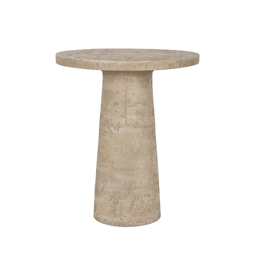 22X22X25.5" Cream Round Side Table With Pedestal Base Cream Magnesium Oxide