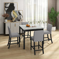 5 Piece Dining Table And Chair Set, Wooden Dining Table And Chair With 4 Chairs For Small Spaces, Modern Square Counter Height Dining Table, Compact Mid Century Modern Home Table And Chair Set, Uphols Black Gray Solid Wood Mdf