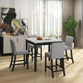 5 Piece Dining Table And Chair Set, Wooden Dining Table And Chair With 4 Chairs For Small Spaces, Modern Square Counter Height Dining Table, Compact Mid Century Modern Home Table And Chair Set, Uphols Black Gray Solid Wood Mdf