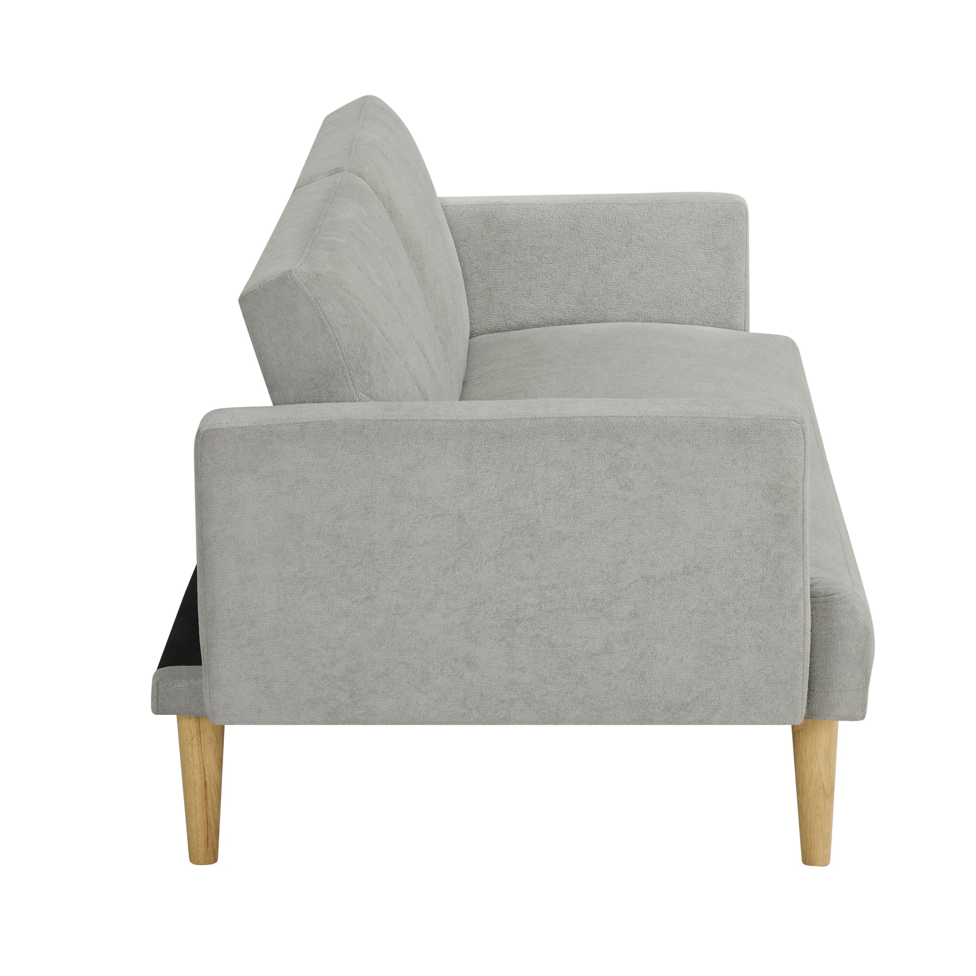 Multi Functional Futon Sofa Bed :Tapered Wood Legs Ideal For Small Living Rooms Multi Color Fabric Options Easily Converts To Single Bed,Grey Grey Velvet Wood Primary Living Space Medium Soft Mid Century Modern Square Arms Memory Foam Snowflake Velvet