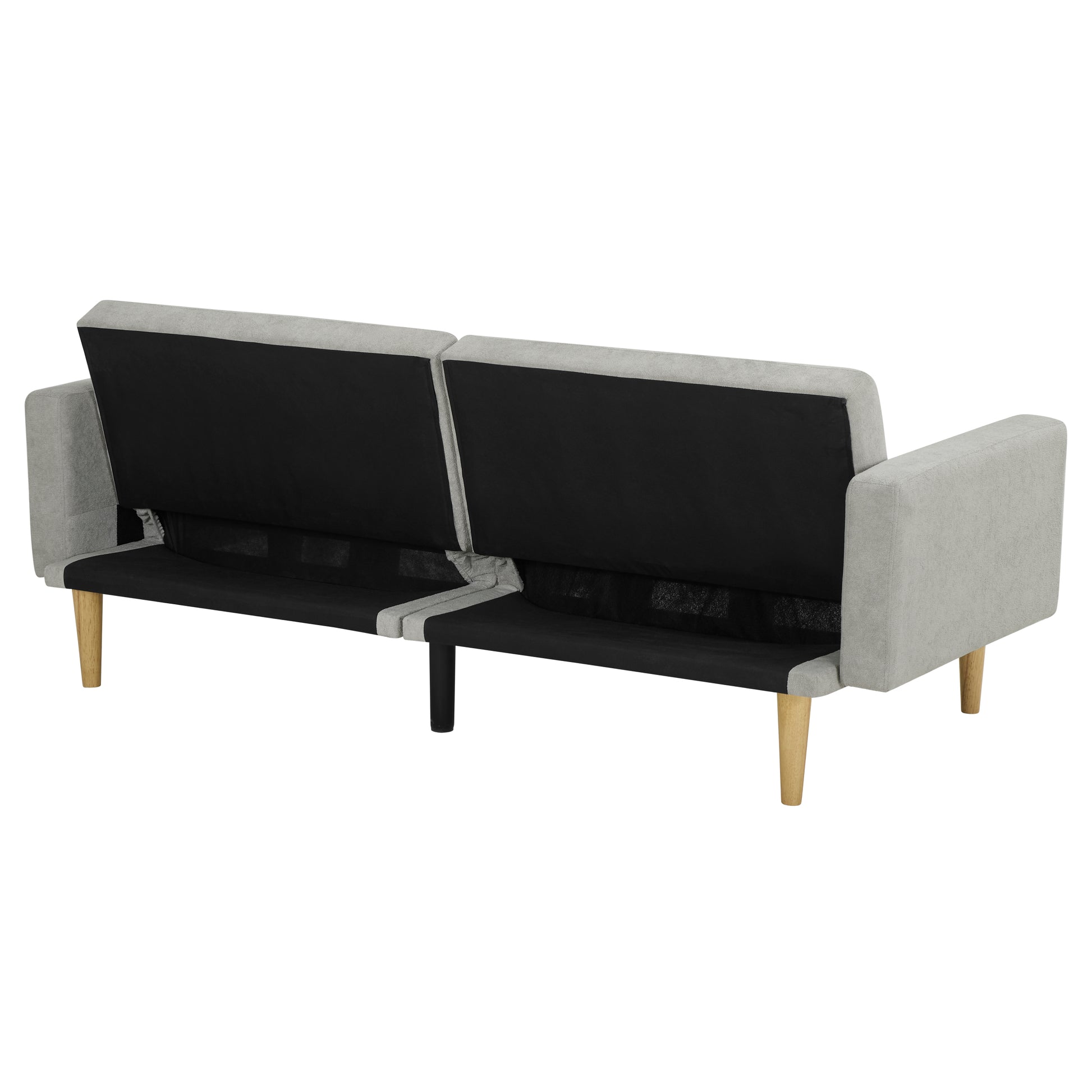 Multi Functional Futon Sofa Bed :Tapered Wood Legs Ideal For Small Living Rooms Multi Color Fabric Options Easily Converts To Single Bed,Grey Grey Velvet Wood Primary Living Space Medium Soft Mid Century Modern Square Arms Memory Foam Snowflake Velvet