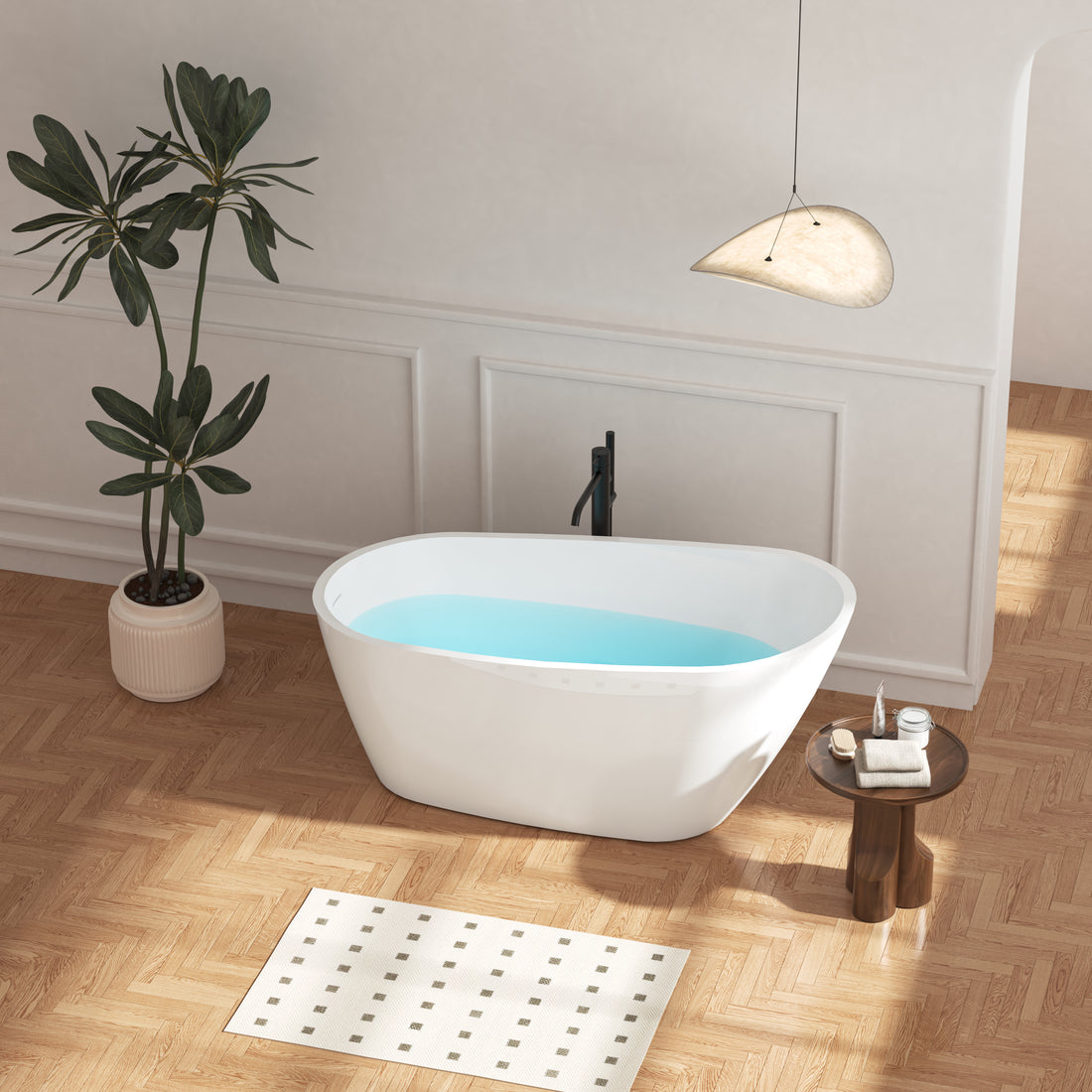59" Acrylic Freestanding Bathtub, Modern & Contemporary Design Soaking Tub With Brushed Nickel Toe Tap Drain And Integrated Slotted Overflow, Glossy White, Cupc Certified, 02141 Bn Glossy White Oval Bathroom Freestanding Tubs Polished 59 61 In