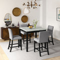 5 Piece Dining Table And Chair Set, Wooden Dining Table And Chair With 4 Chairs For Small Spaces, Modern Square Counter Height Dining Table, Compact Mid Century Modern Home Table And Chair Set, Uphols Black Gray Solid Wood Mdf