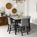 5 Piece Dining Table And Chair Set, Wooden Dining Table And Chair With 4 Chairs For Small Spaces, Modern Square Counter Height Dining Table, Compact Mid Century Modern Home Table And Chair Set, Uphols Black Gray Solid Wood Mdf