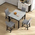 5 Piece Dining Table And Chair Set, Wooden Dining Table And Chair With 4 Chairs For Small Spaces, Modern Square Counter Height Dining Table, Compact Mid Century Modern Home Table And Chair Set, Uphols Black Gray Solid Wood Mdf