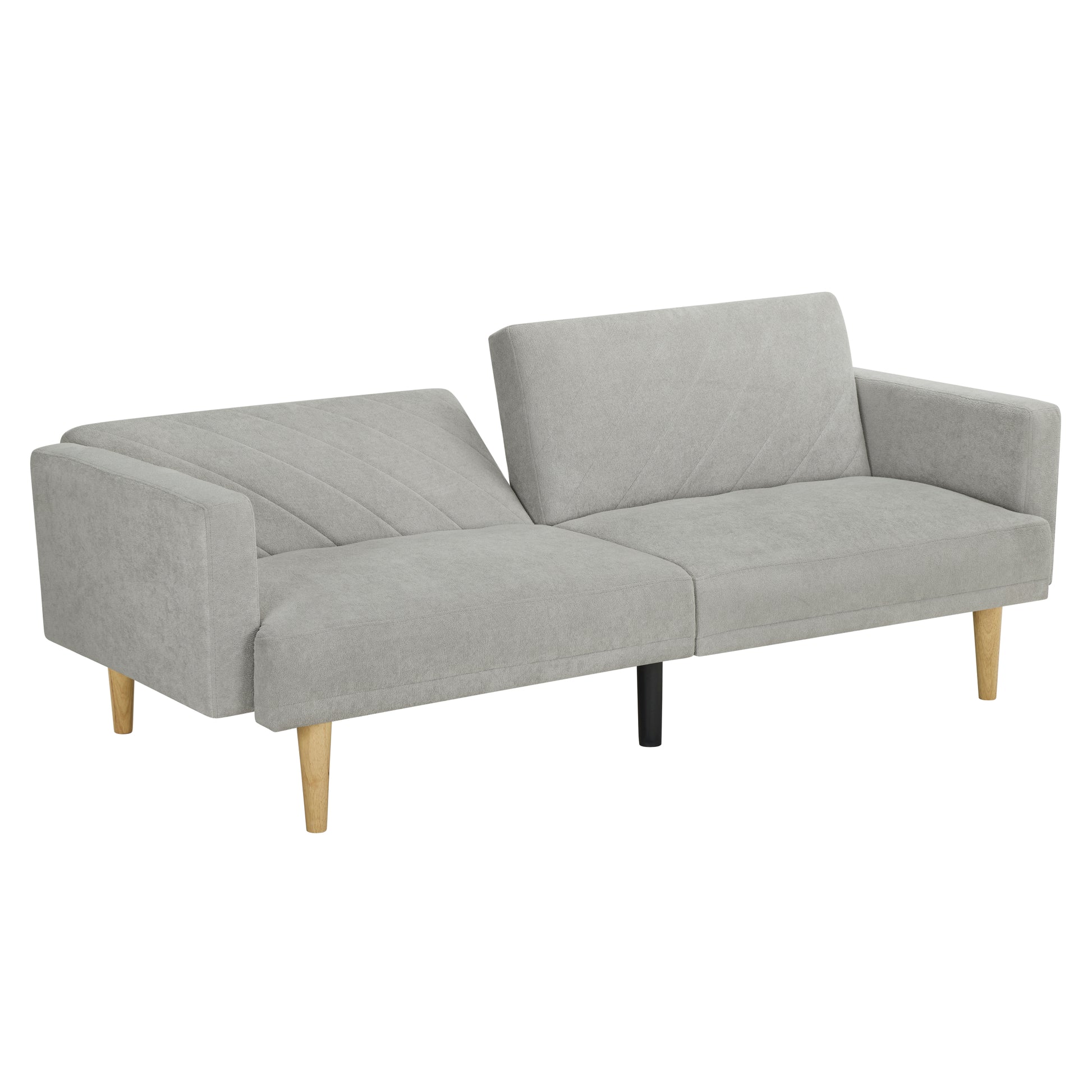 Multi Functional Futon Sofa Bed :Tapered Wood Legs Ideal For Small Living Rooms Multi Color Fabric Options Easily Converts To Single Bed,Grey Grey Velvet Wood Primary Living Space Medium Soft Mid Century Modern Square Arms Memory Foam Snowflake Velvet