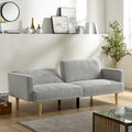 Multi Functional Futon Sofa Bed :Tapered Wood Legs Ideal For Small Living Rooms Multi Color Fabric Options Easily Converts To Single Bed,Grey Grey Velvet Wood Primary Living Space Medium Soft Mid Century Modern Square Arms Memory Foam Snowflake Velvet
