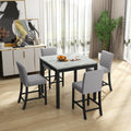 5 Piece Dining Table And Chair Set, Wooden Dining Table And Chair With 4 Chairs For Small Spaces, Modern Square Counter Height Dining Table, Compact Mid Century Modern Home Table And Chair Set, Uphols Black Gray Solid Wood Mdf