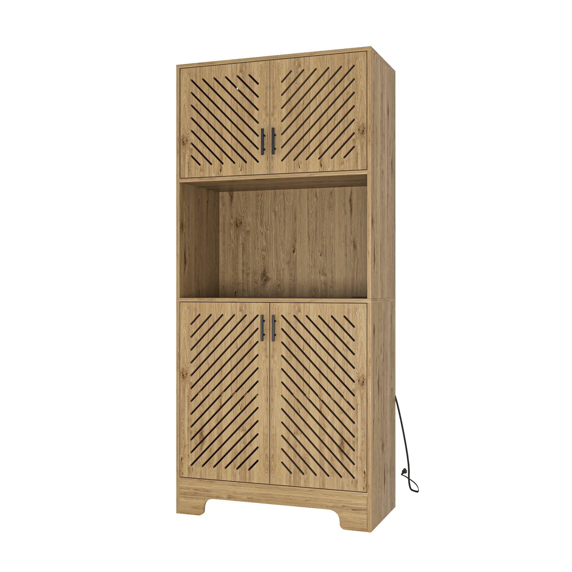 71" Tall Farmhouse Kitchen Pantry Cabinet, Kitchen Hutch Bar Cabinet With Drawers & Shelves, Large Wood Storage Cabinet With Doors & Microwave Stand, Cupboard For Dining Room Wood Dining Room