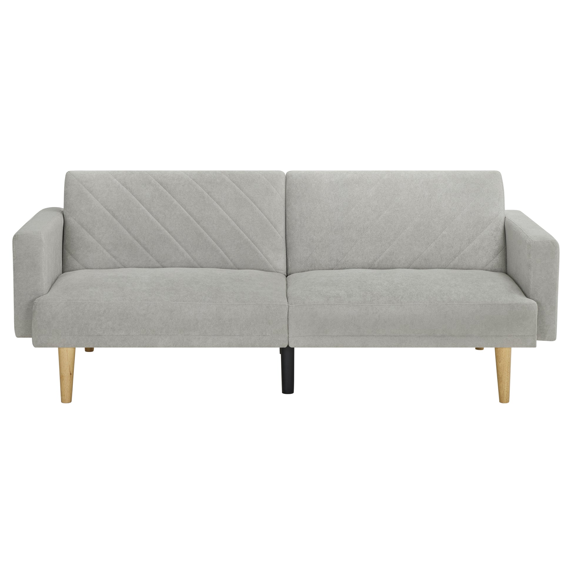 Multi Functional Futon Sofa Bed :Tapered Wood Legs Ideal For Small Living Rooms Multi Color Fabric Options Easily Converts To Single Bed,Grey Grey Velvet Wood Primary Living Space Medium Soft Mid Century Modern Square Arms Memory Foam Snowflake Velvet